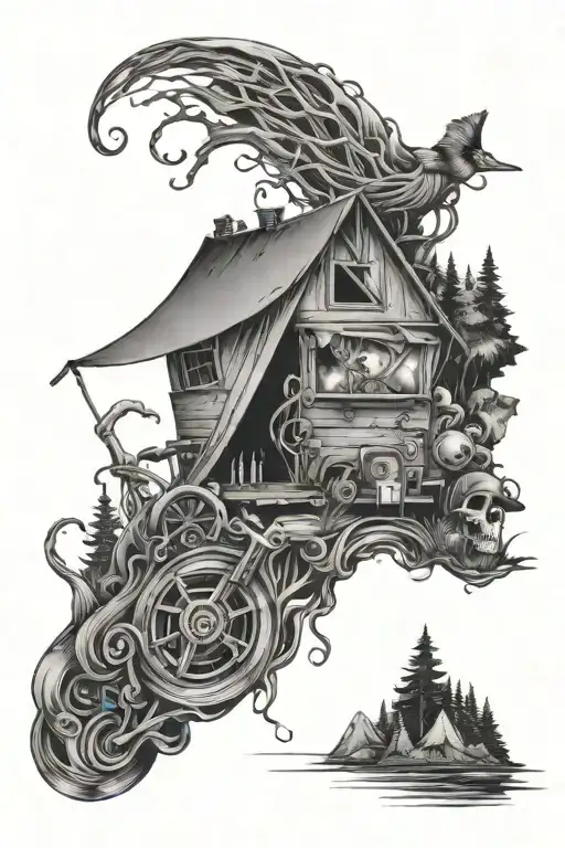 Horror Movie And Camping And Music Note Intertwined