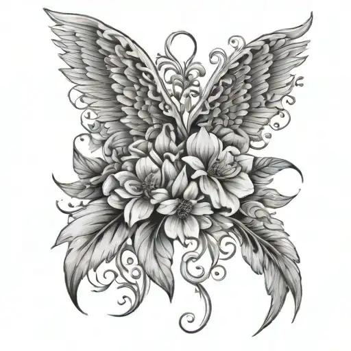 September Birth Flower And Angel Wing