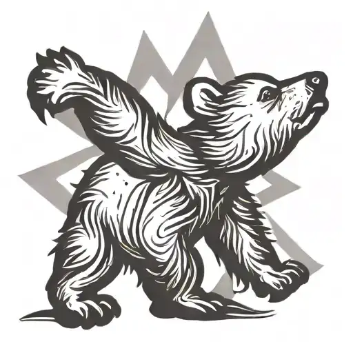 Silhouette Bear Cub Reaching Up Towards A Star