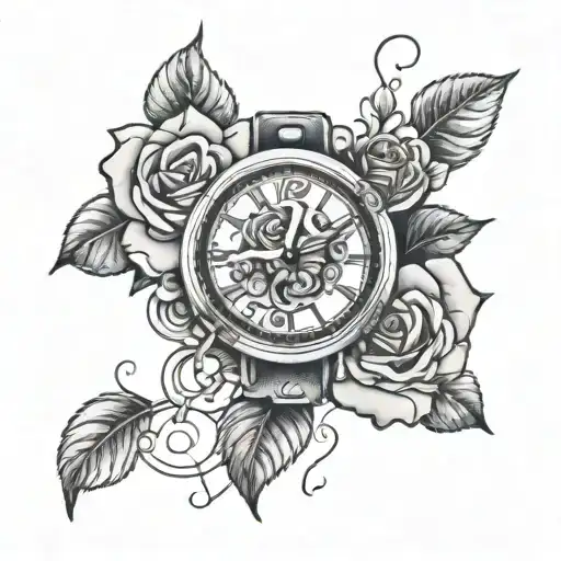 Rose Flower With Watch Surrounded