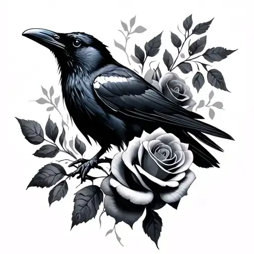 Raven And Black Roses