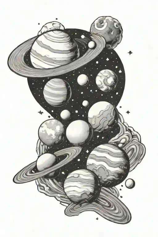 Outer Space With Planets And Stars