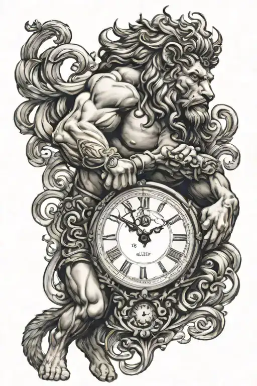 Hercules With Lion Helmet And Clock