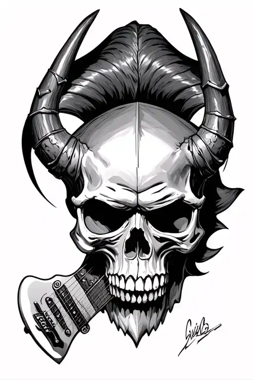 Viking Skull With Schecter Devil Horns