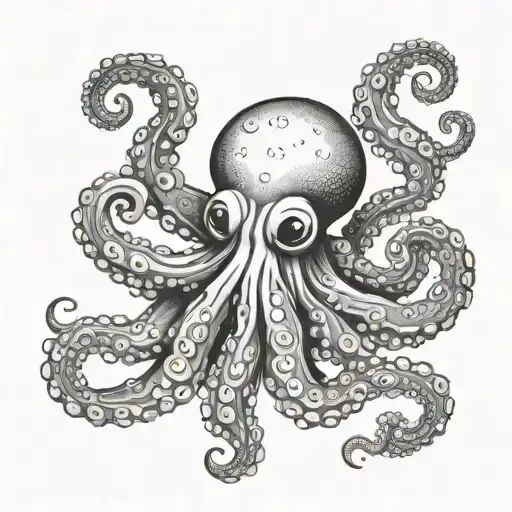Cute Octopus Whose Arms Form An E Made