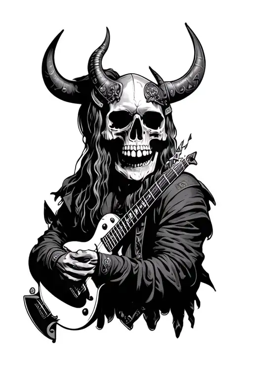 Viking Skull With Guitar
