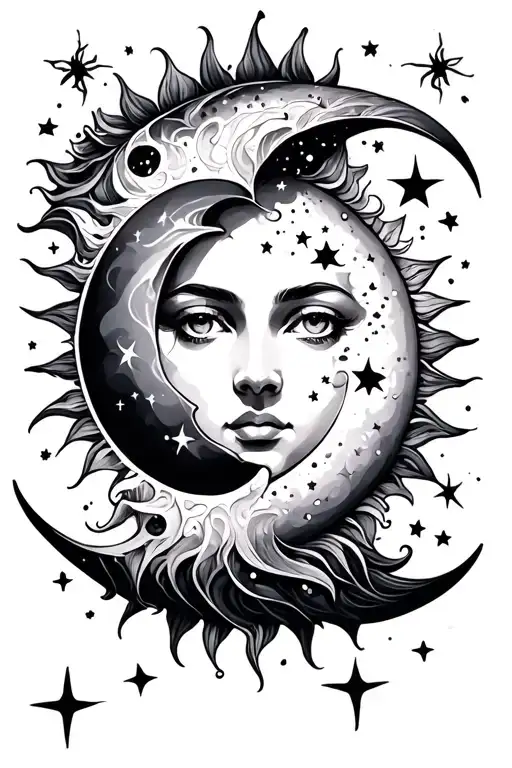 Sun Moon And Stars Scattered