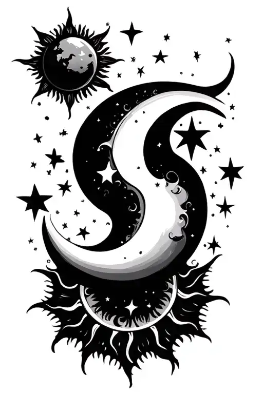 Sun Moon And Stars Scattered