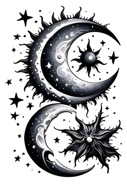 Sun Moon And Stars Scattered