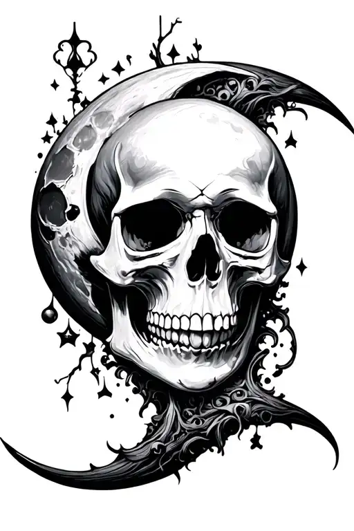 Moon And Skull Adorned