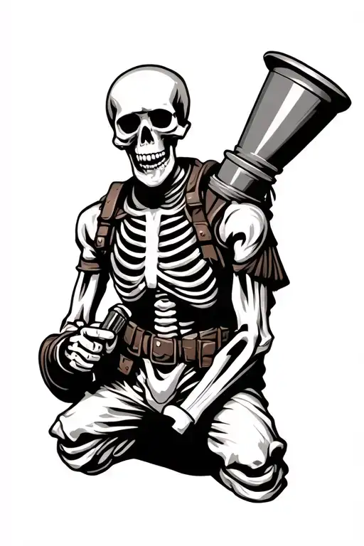 Skeleton Soldier Holding Mortar