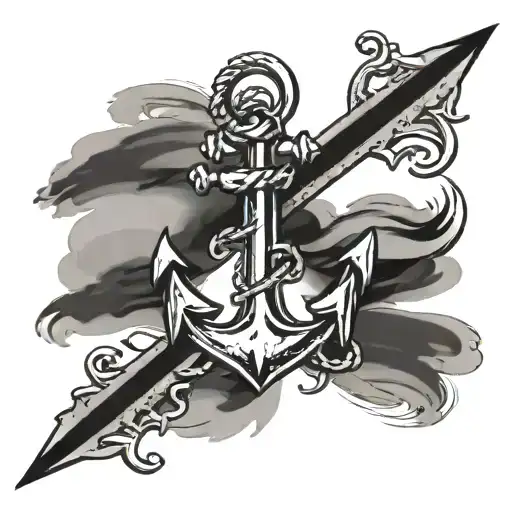 Brush Stroke Cross And Anchor