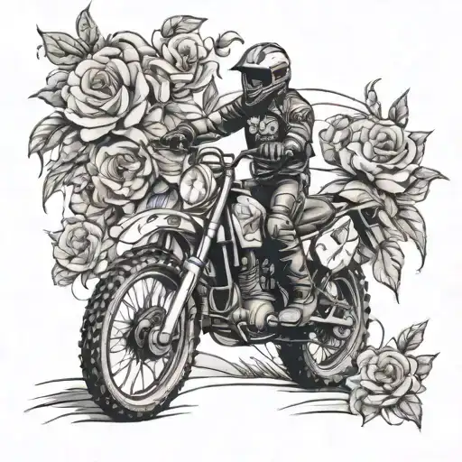 Dirt Bike And Horse With Flowers
