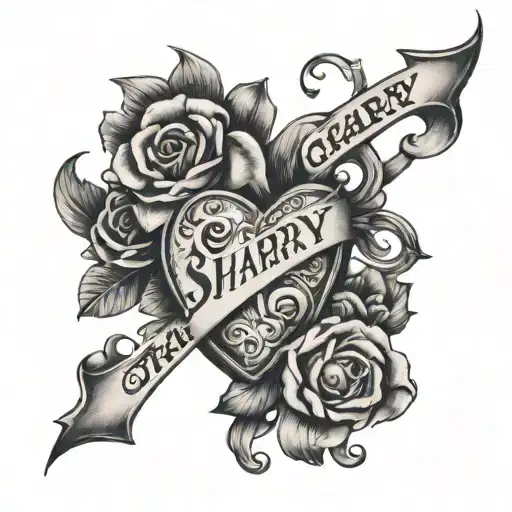 A Tattoo With The Word Sharray And The Digit 224 Followed With A Heart