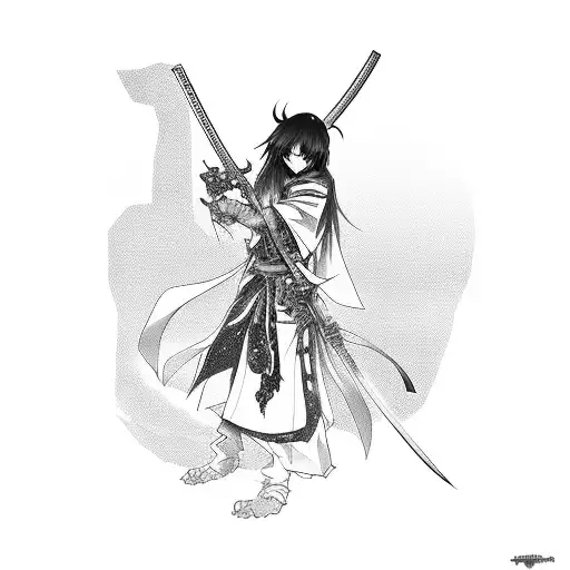 Dark Anime Character Wielding A Katana