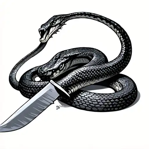 A Snake With A Knife Going Through It