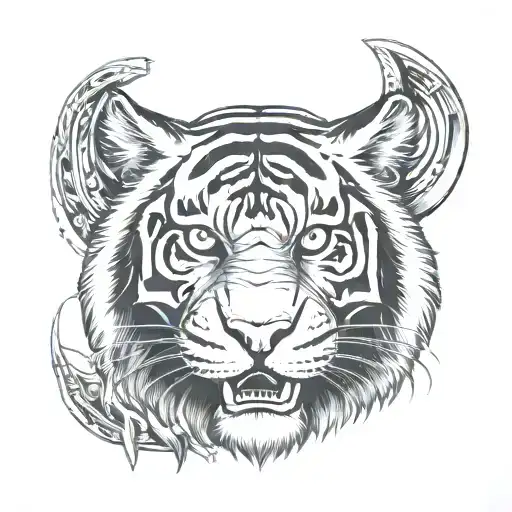 Tiger Wearing Spartan Helmet