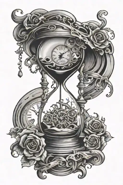 Hour Glass With Clock Melting To Death