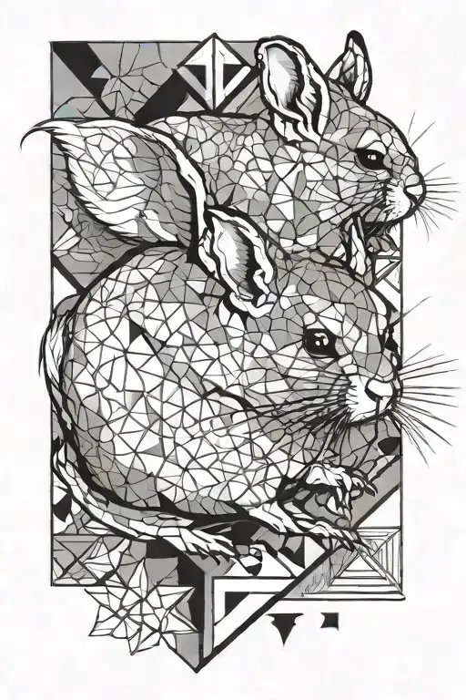 Chinchillas And Geometric Background Black