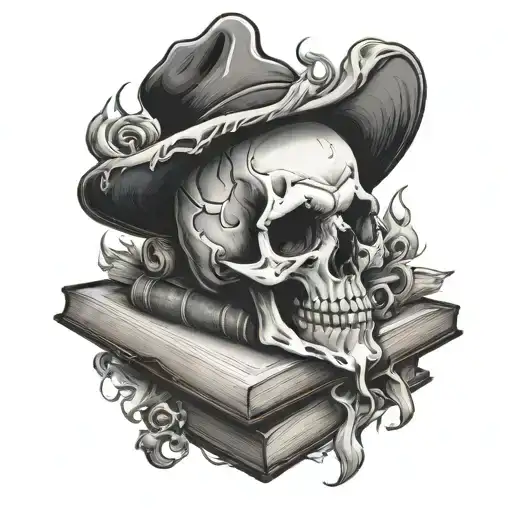 Books Skull Ghost Face