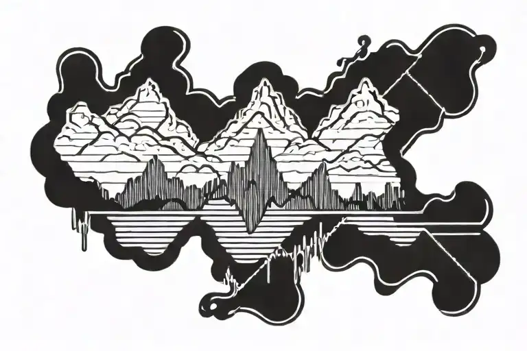 Heartbeat Line With Mountain Landscape