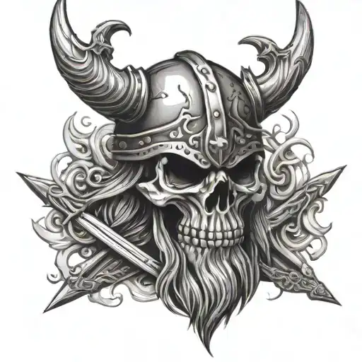 Viking Skull With Swords