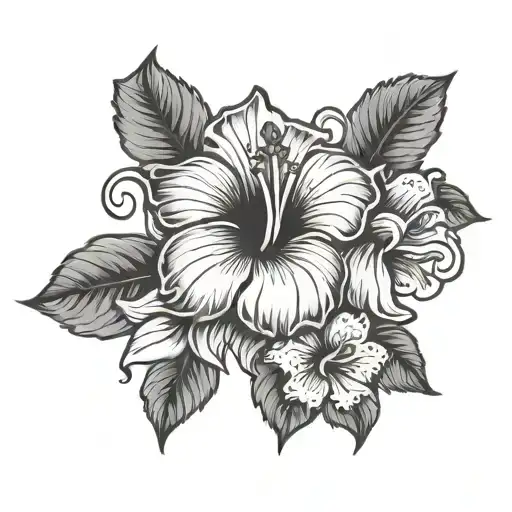 Playing Card Hibiscus Flower Surrounded