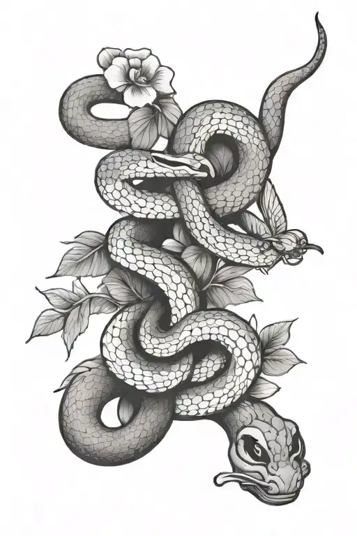 Snake And Flowers