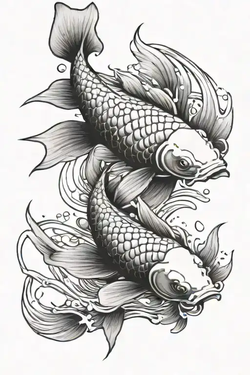 Koi Fish Swimming Upstream
