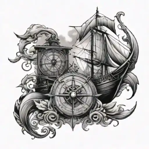 Ship And Compass