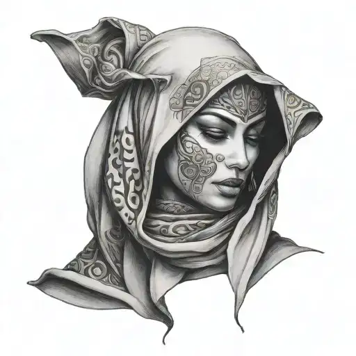 Veiled Woman With Arabic Scene