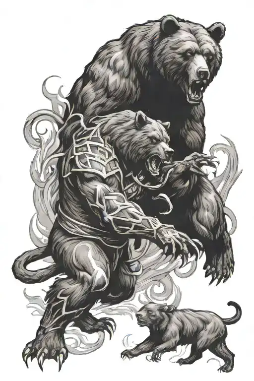 Bear Fighting Devil