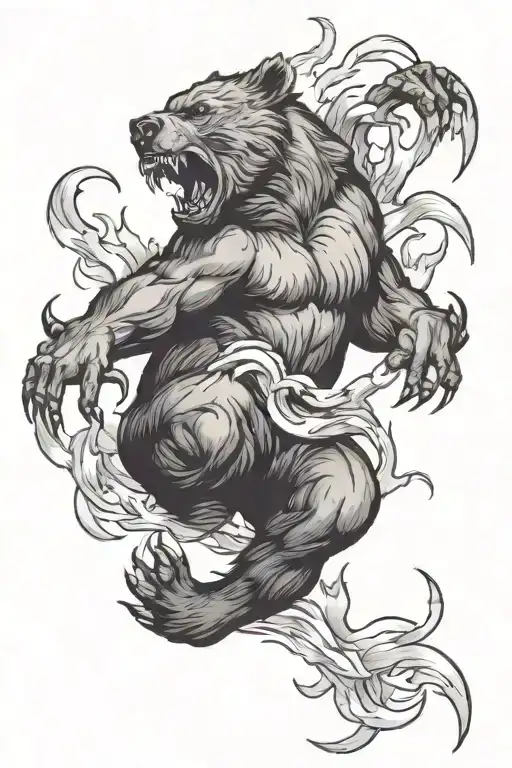 Bear Fighting Devil Traditional