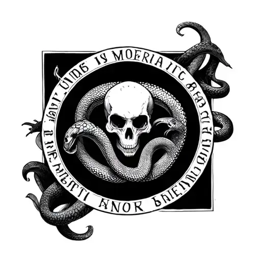 Uroboros Snake Circle With Memento Mori Written Inside