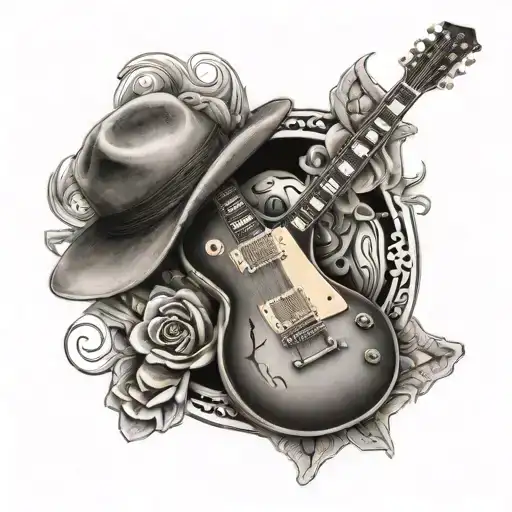 Gibson Les Paul Guitar With Houston Astros Hat Sitting On The Guitar