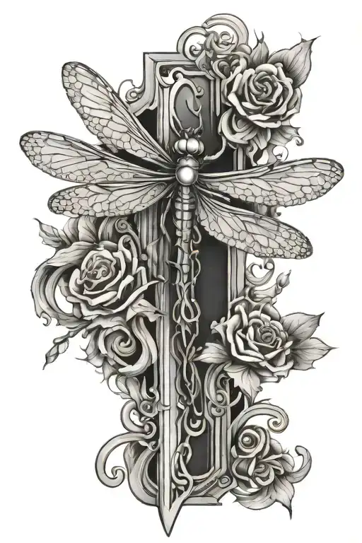 Dragonfly Wrapped Around A Cross