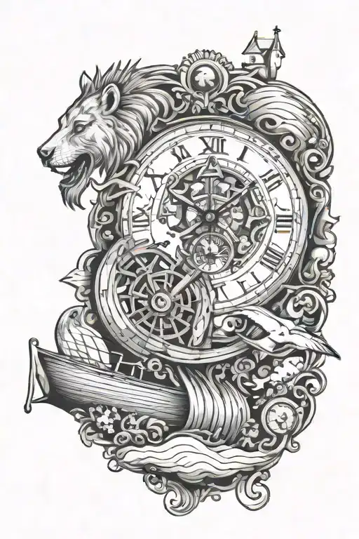 Noahs Ark And Clock Face