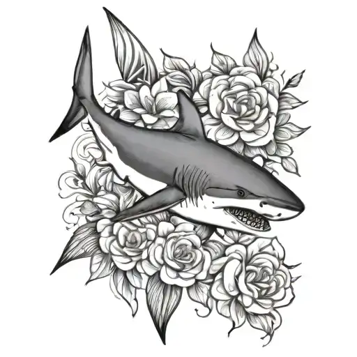Shark And Flowers