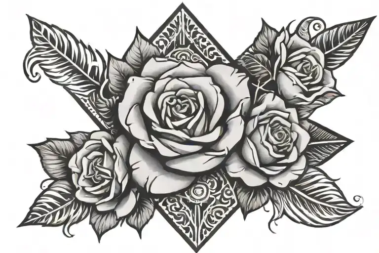 Polynesian Diamond And Roses