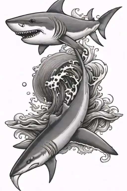 Shark And Ocean Waves