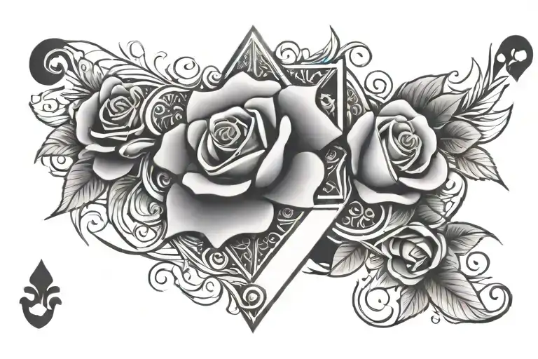 Polynesian Ace Card And Rose Intertwined