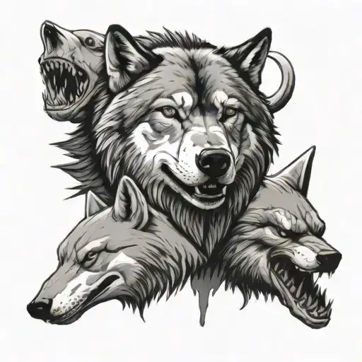 A Wolf A Shark And A Bear Head