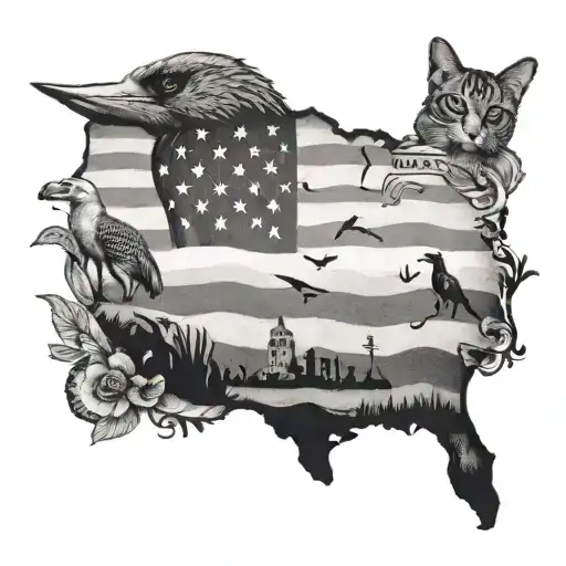American Flag With Florida Animals