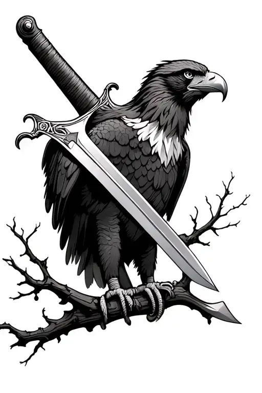 Sword And Tree Branch Small Eagle
