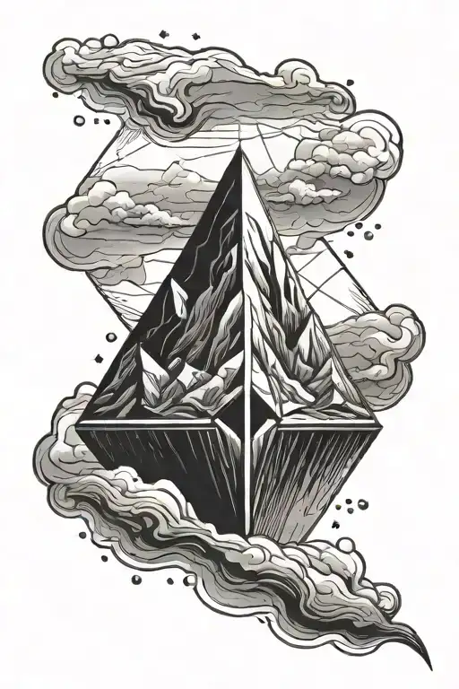 Black And White Tattoo Of An Iceberg Shaped As The Ethereum Cryptocurrency Logo
