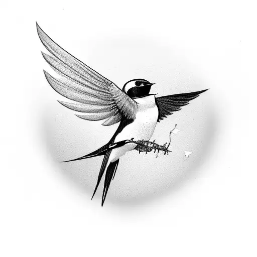 A Swallow Flying Through A Ring