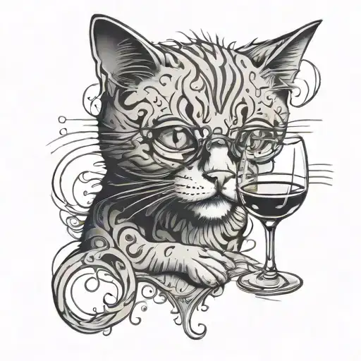Drunk Cat With Wine