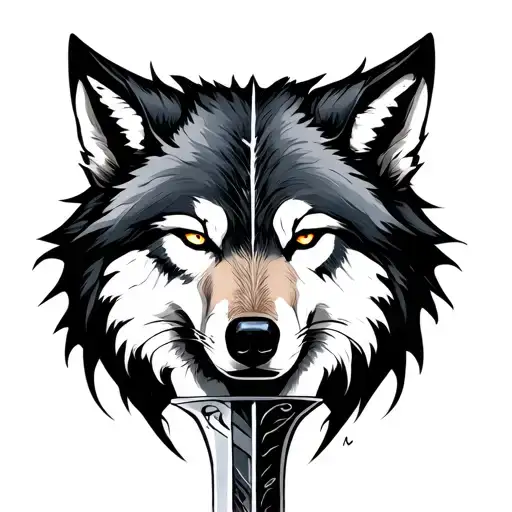 Sword Down Spine With Wolf