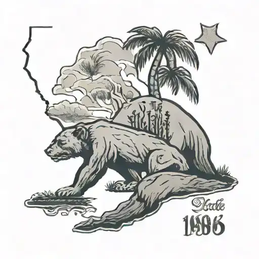 Outline Of The State Of California With The Year 1986 Inside The Outline