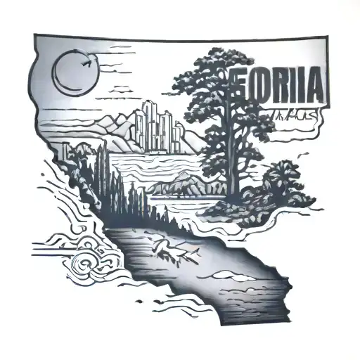 Outline Of The State Of California With The Year 1986